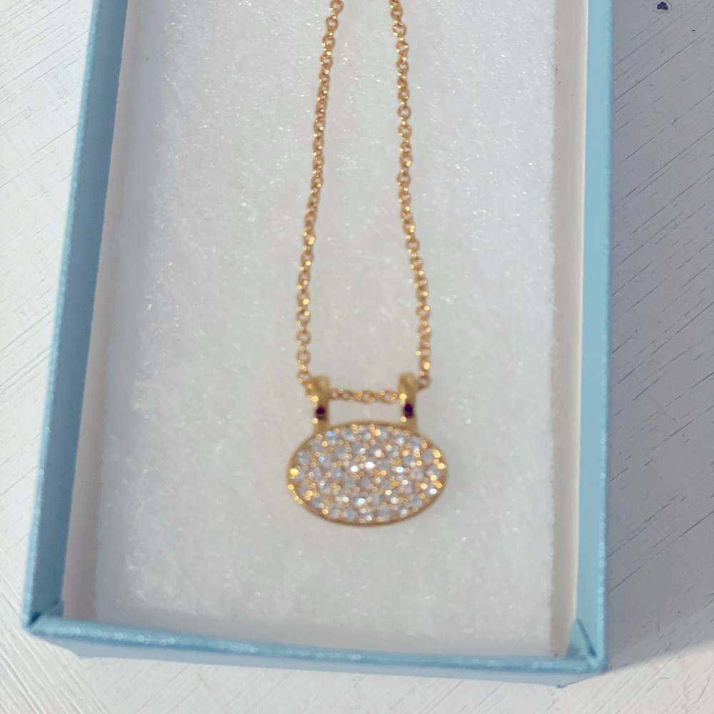 Touchstone crystal mini disc necklace
